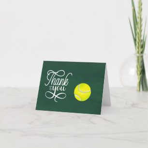 Tennis danke Ihnen Karte mit Ball auf Platz