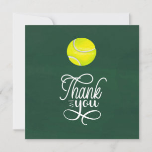 Tennis danke Ihnen Karte mit Ball auf Platz