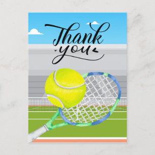 Tennis danke Ihnen Karte mit Ball auf Platz