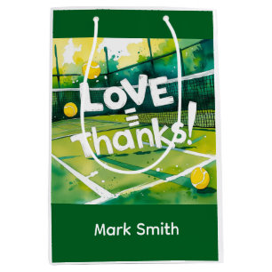 Tennis Danke Party mit Schläger und Ball Mittlere Geschenktüte