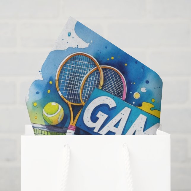 Tennis Danke Party mit Schläger und Ball Seidenpapier (Geschenktüte)