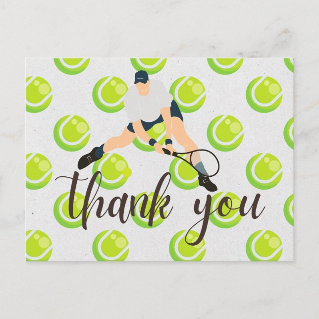 Tennis Dankeschön Karte für Spieler Aquarell (Vorderseite)