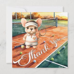 Tennis Dankeschön Kartenschläger und Ballfarbe Dankeskarte