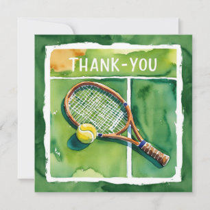 Tennis Dankeschön Kartenschläger und Ballfarbe Dankeskarte