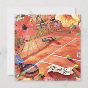 Tennis Dankeschön Kartenschläger und Ballfarbe Dankeskarte