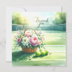 Tennis Dankeskarten mit Ball auf dem Spielfeld Dankeskarte
