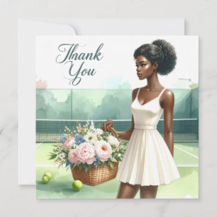 Tennis Dankeskarten mit Spieler und Blumen Dankeskarte