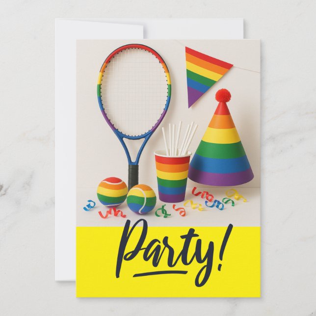 Tennis Das Rainbow-Party des Pride Month Einladung (Vorderseite)