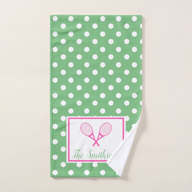Tennis de Preppy rose et vert (Serviette à main)