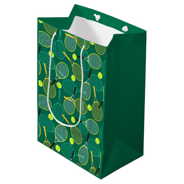 Tennis Design Mittlere Geschenktüte (Vorderseite Schrägansicht)