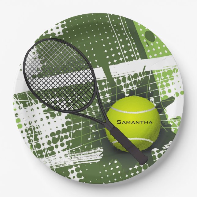 Tennis Design Paper Party Plate Pappteller (Vorderseite)