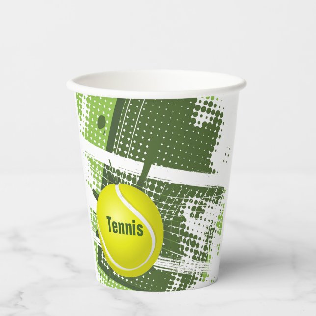 Tennis-Design-Papiertasse Pappbecher (Vorderseite)