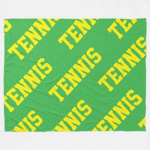 TENNIS Diagonale helle gelbe Schrift auf Kelly-Grü Fleecedecke