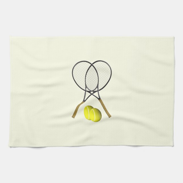 Tennis Doubles Cream Geschirrtuch (Horizontal)