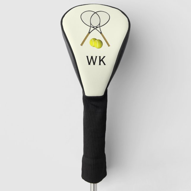 Tennis Doubles Cream Monogram Golf Headcover (Vorderseite)