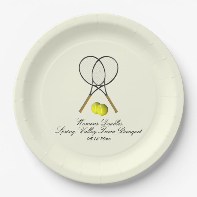 Tennis Doubles Cream Pappteller (Vorderseite)