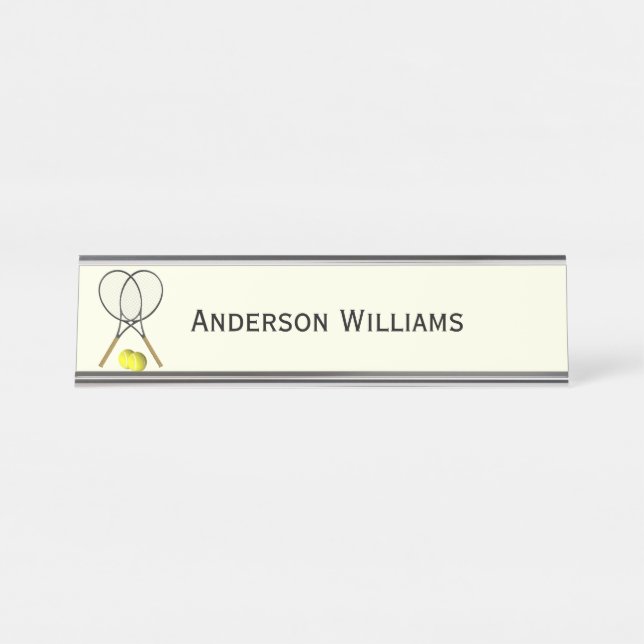 Tennis Doubles Cream Personal Schreibtischnamensplakette (Vorderseite )