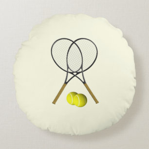 Tennis Doubles Cream Rundes Kissen