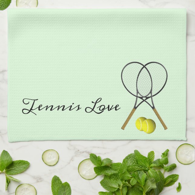 Tennis Doubles Green Geschirrtuch (Gefaltet)