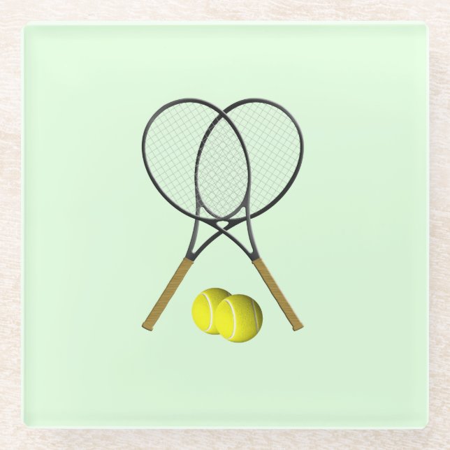 Tennis Doubles Green Glasuntersetzer (Vorderseite)