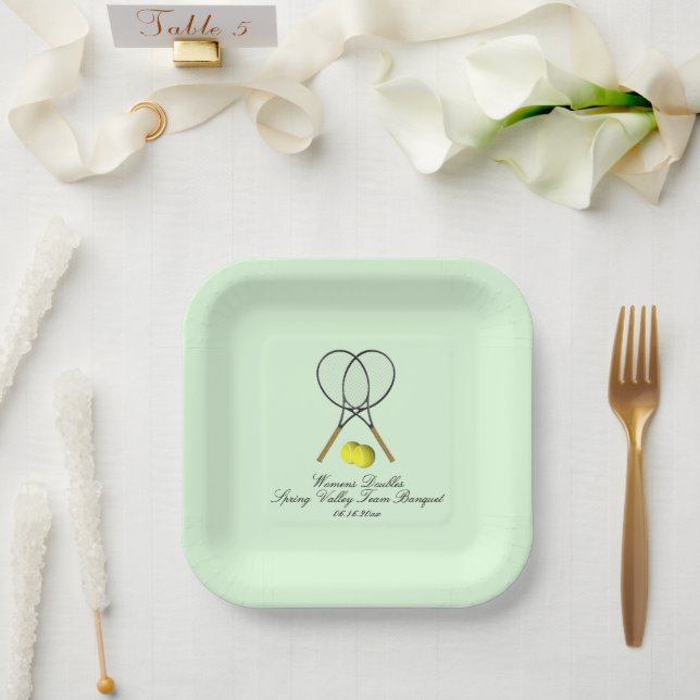Tennis Doubles Green Pappteller (Hochzeit)