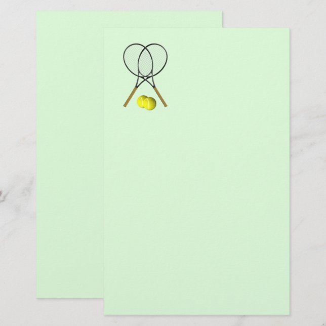 Tennis Doubles Green Stationery Briefpapier (Vorne/Hinten)