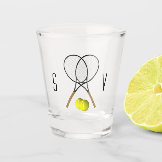 Tennis Doubles Schnapsglas (Vorderseite)