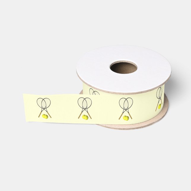 Tennis Doubles Yellow Grosgrain Ribbon Ripsband (Spule)