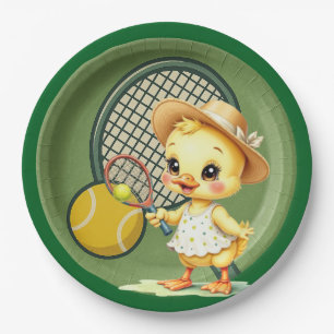 Tennis Duck-Spieler auf dem Platz Pappteller