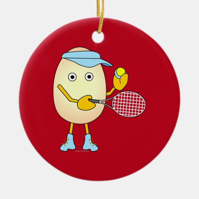 Tennis Egghead Keramik Ornament (Vorne)