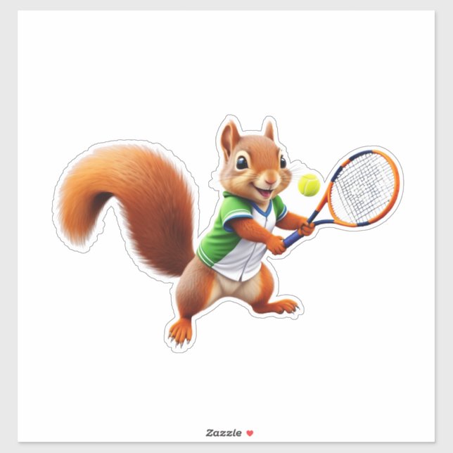 Tennis-Eichhörnchen Aufkleber (Blatt)