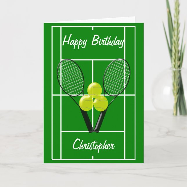 Tennis einfach den Namen Geburtstag hinzufügen Karte (Vorderseite)