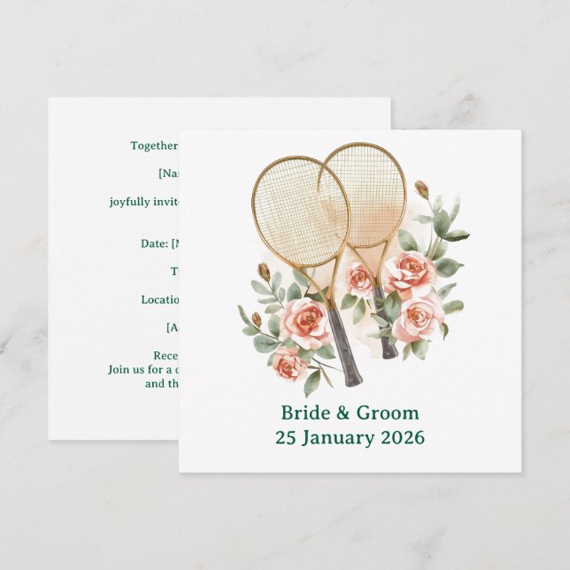 Tennis Einladung zum Hochzeitstermin (Vorne/Hinten)
