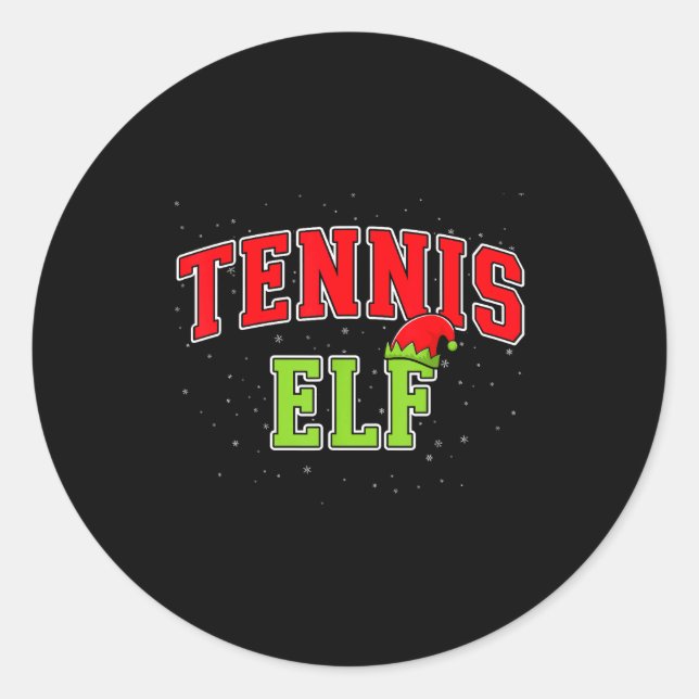 Tennis Elf Christmas Family Matching Group Xmas  Runder Aufkleber (Vorderseite)