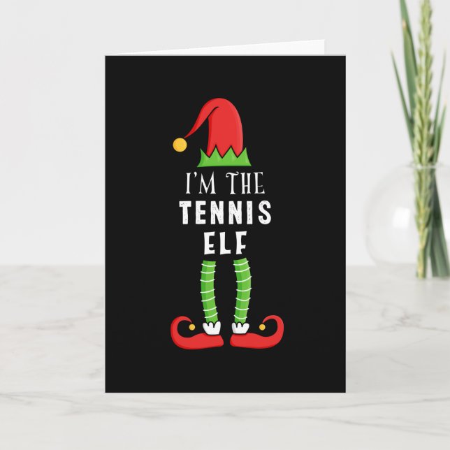 Tennis Elf Weihnachtsmatching Familiengeschenk Karte (Vorderseite)