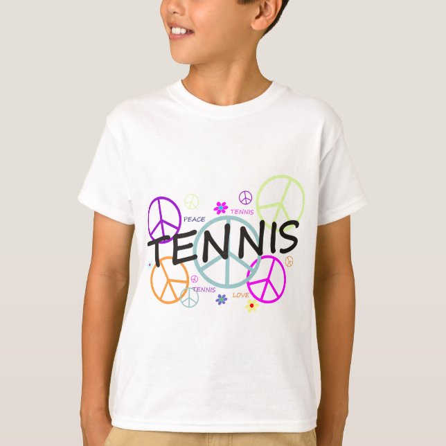 Tennis farbige Friedenszeichen T-Shirt (Vorderseite)