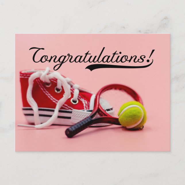 Tennis Félicitations avec balle et raquettes Carte (Devant)