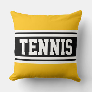 TENNIS Fette Sportliche Helle Gelbe Schwarze Strei Kissen