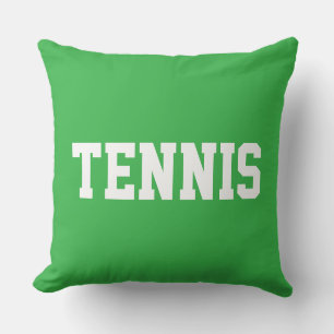 TENNIS Fetter Weißer Text Auf Farbigen Hellgrün Kissen