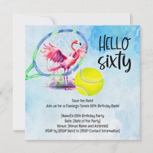Tennis Flamingo 60. Geburtstagsparty Save The Date