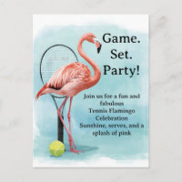 Tennis Flamingo mit Schläger und Ball Einladung