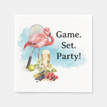 Tennis Flamingo Napkins with Racket and Ball 