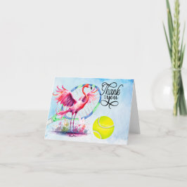 Tennis Flamingo vielen Dank Karte mit Ball auf Pla