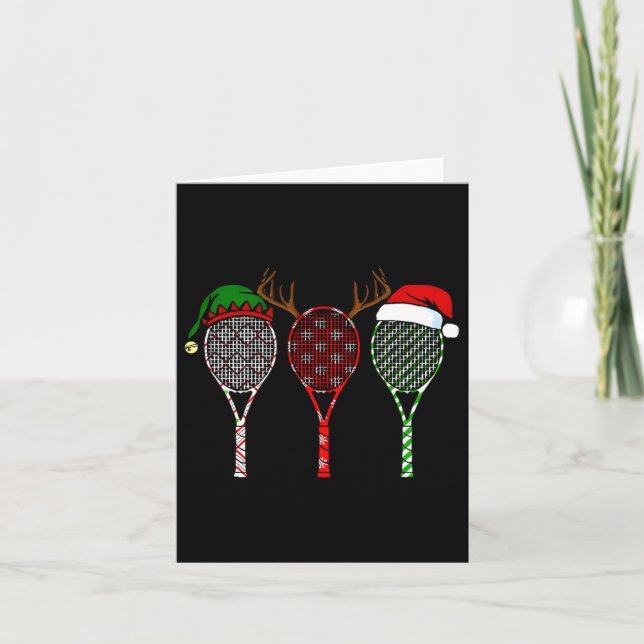Tennis Frohe Weihnachten 3 Tennis Racket Weihnacht Karte (Vorderseite)