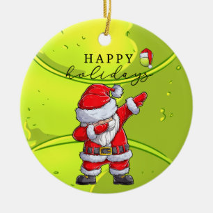 Tennis Frohe Weihnachten mit dem Weihnachtsmann an Keramik Ornament