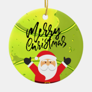 Tennis Frohe Weihnachten mit dem Weihnachtsmann an Keramik Ornament
