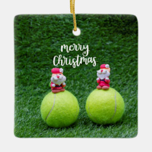Tennis Frohe Weihnachten mit dem Weihnachtsmann au Keramikornament