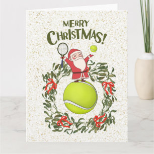 Tennis Frohe Weihnachten mit dem Weihnachtsmann Karte