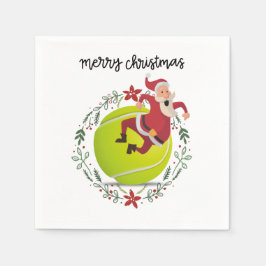Tennis Frohe Weihnachten mit dem Weihnachtsmann Serviette