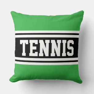 TENNIS Fun Bold Sporty Helles Grün Schwarz Streife Kissen